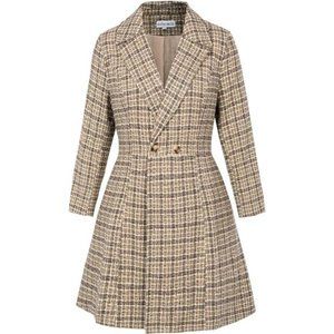 Women's Plus Size Wool Dress Coat Double Breasted Pea Coats Long Trench Coat